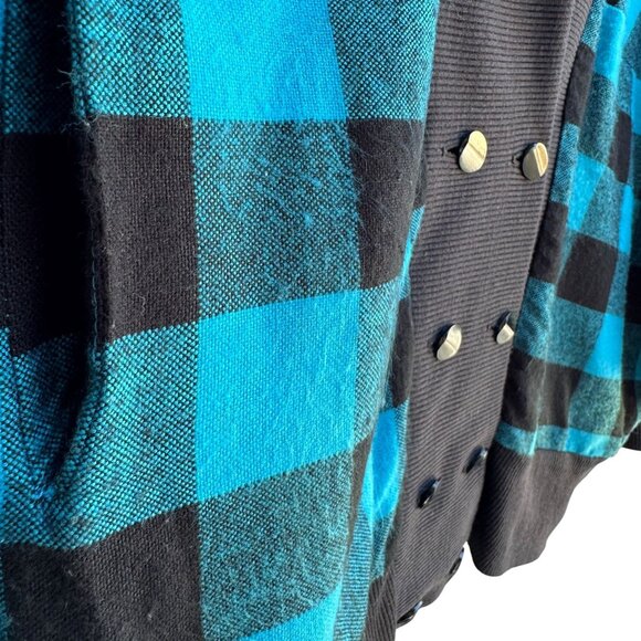 Face To Face Vintage Black Buffalo Plaid Batwing Double Breasted Cardigan Jacket - Picture 5 of 10